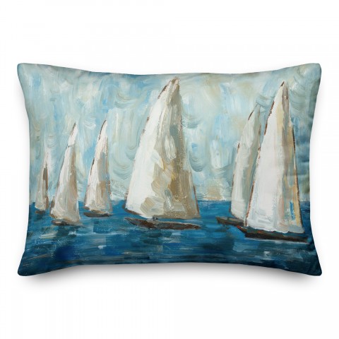 Painted Sailboats 14x20 Indoor / Outdoor Pillow