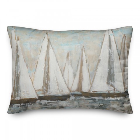 Painterly Sailboats 14x20 Indoor / Outdoor Pillow