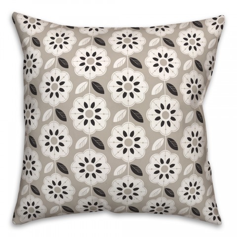 Black Gray Mod Pattern 18x18 Indoor / Outdoor Pillow
