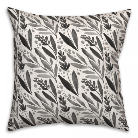 Black Farmhouse Flowers 18x18 Indoor / Outdoor Pillow