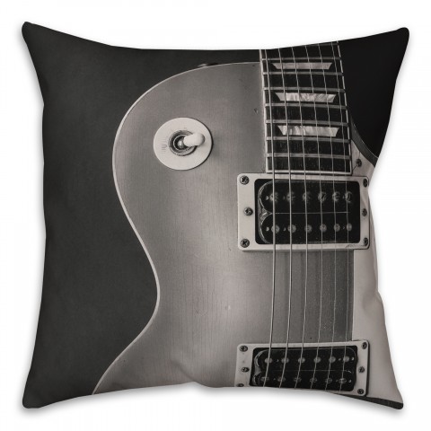 Guitar on Black 18x18 Indoor / Outdoor Pillow