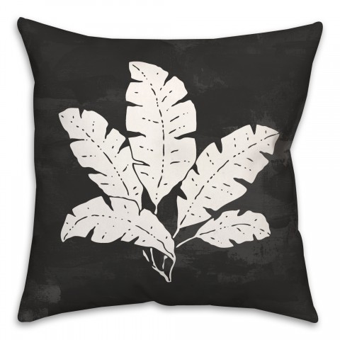Leaf Texture on Black 18x18 Indoor / Outdoor Pillow