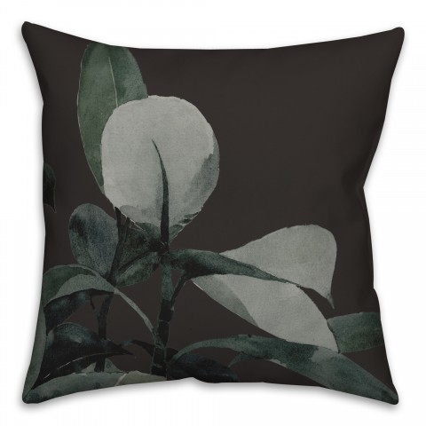 Black Watercolor Plant 18x18 Indoor / Outdoor Pillow