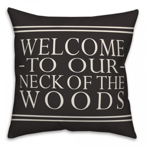 Welcome on Black 18x18 Indoor / Outdoor Pillow