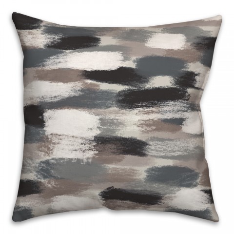 Black Brushstroke Pattern 18x18 Indoor / Outdoor Pillow