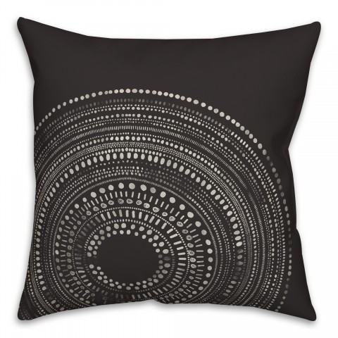 Black Circle Dot Pattern 18x18 Indoor / Outdoor Pillow