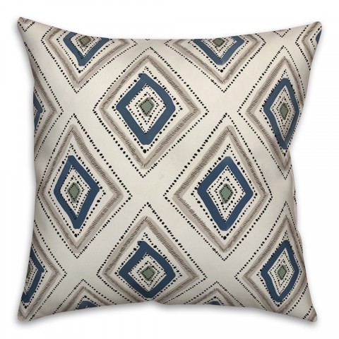 Gray Blue Diamond Pattern 18x18 Indoor / Outdoor Pillow