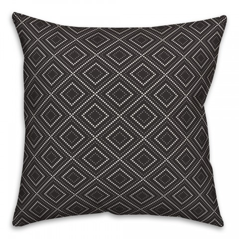 Black Diamond Dot Pattern 18x18 Indoor / Outdoor Pillow