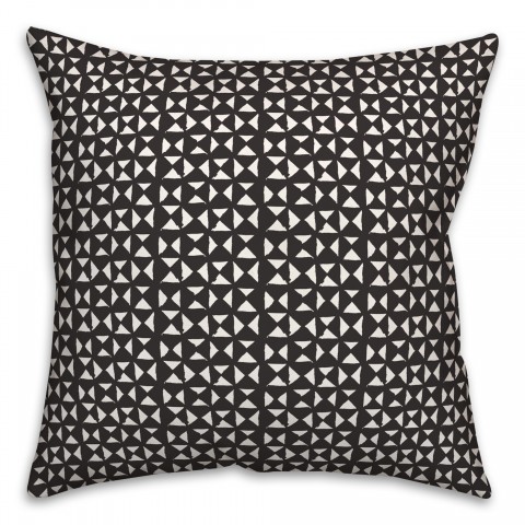 Black Triangle Pattern 18x18 Indoor / Outdoor Pillow