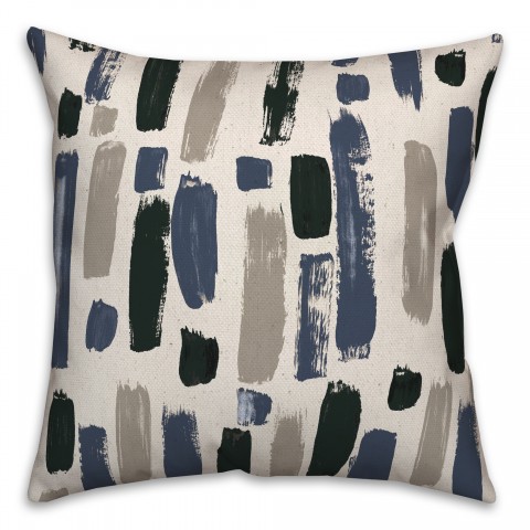 Blue Black Paint Strokes 18x18 Indoor / Outdoor Pillow