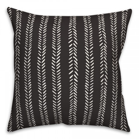 Black Petal Lines 18x18 Indoor / Outdoor Pillow