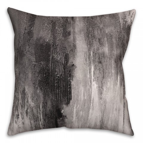Black Painted Abstract 18x18 Indoor / Outdoor Pillow