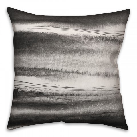 Black Watercolor Waves 18x18 Indoor / Outdoor Pillow