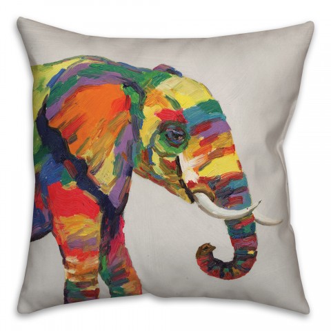 Bright Elephant on Black Textiles