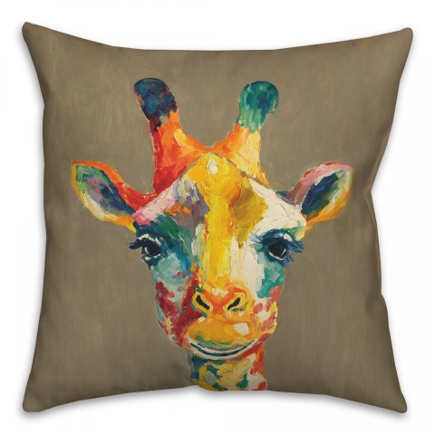 Colorful Giraffe on Gray Textiles