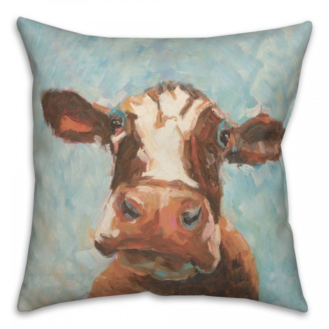 Brown Painted Cow 18x18 Indoor / Outdoor Pillow