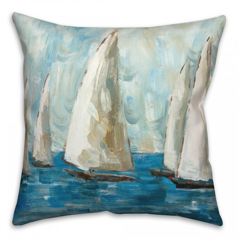 Painted Sailboats 18x18 Indoor / Outdoor Pillow