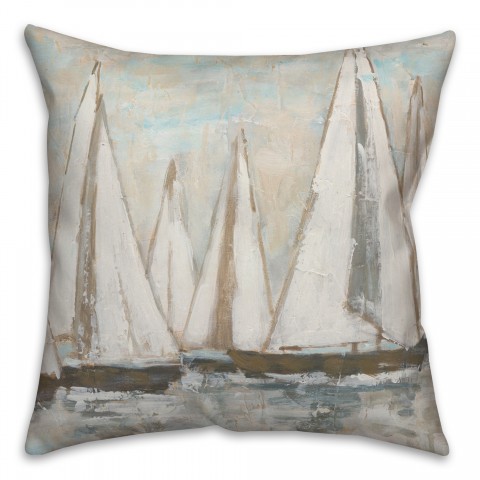 Painterly Sailboats 18x18 Indoor / Outdoor Pillow