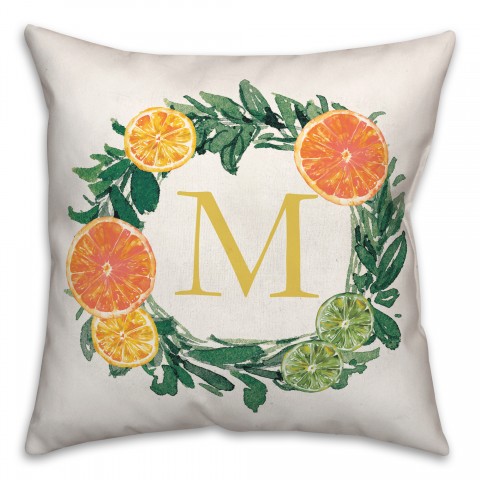 M Monogram Citrus 18x18 Indoor / Outdoor Pillow