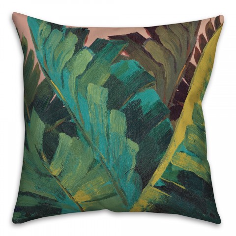 Hand Painted Leaves 18x18 Indoor / Outdoor Pillow