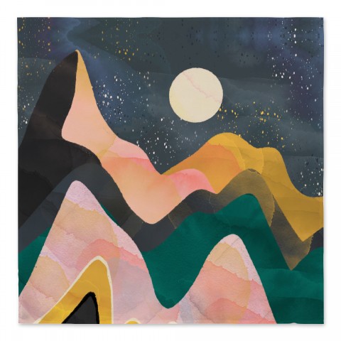 Colorful Mountain Waves 57x57 Tapestry