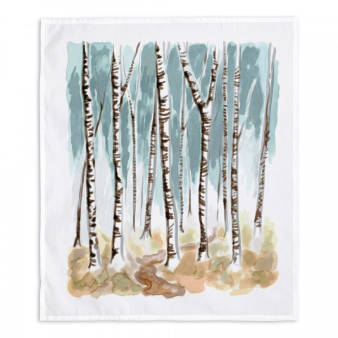 Watercolor Birches 34x40 Tapestry
