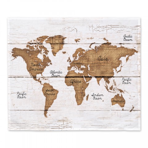 World Map Wood Planks 34x40 Tapestry