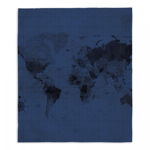 World Map Distressed Blue 57x57 Tapestry
