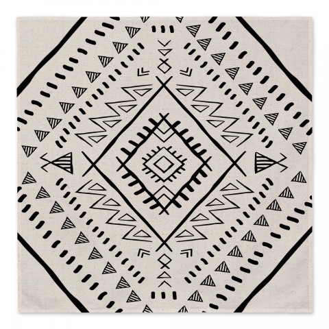 Black Geometric Boho Pattern 57x57 Tapestry