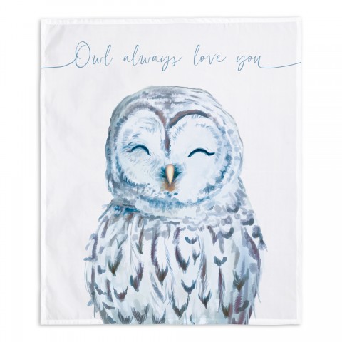 Owl Love Blue 34x40 Tapestry