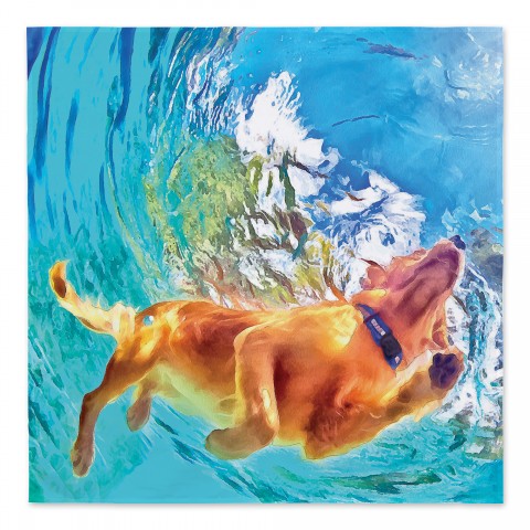 Swimming Painted Pup 57x57 Tapestry