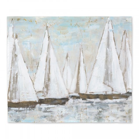 Painted Sailboats Scene 34x40 Tapestry