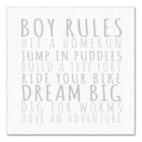 Boy Rules Gray  Wall Art