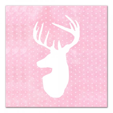 Deer Polka Dots Pink  Wall Art