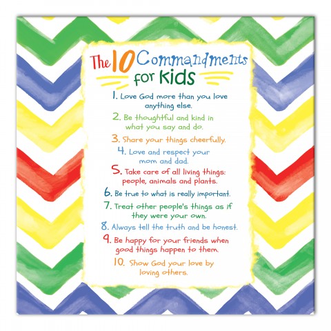 Kids Ten Commandments Chevron   Wall Art