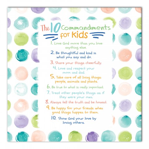 Kids Ten Commandments Circles   Wall Art