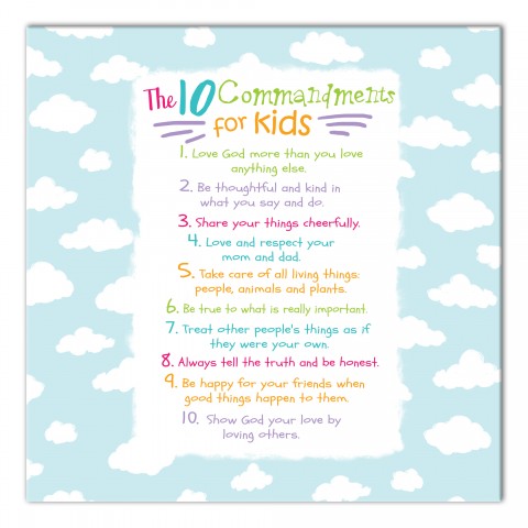 Kids Ten Commandments Clouds   Wall Art