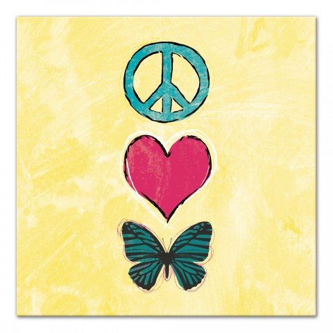 Peace Love Butterflies Wall Art