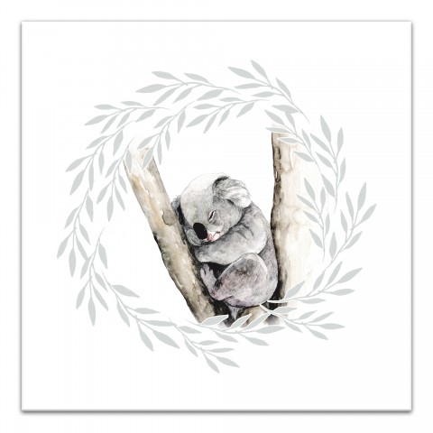 Sleeping Koala With Wreath Wall Art