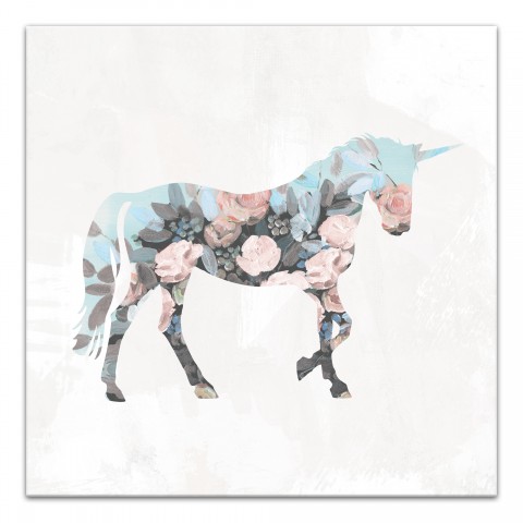 Unicorn Posed With Flowers Wall Art