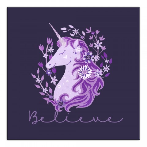 Purple Unicorn Believe Wall Art