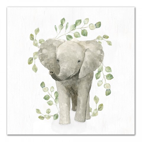 Elephant with Greenery Wall Art