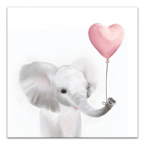Baby Elephant With Balloon Wall Art