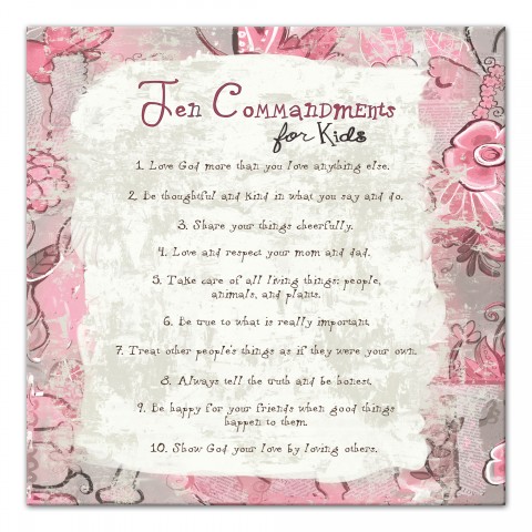 Pink Ten Commandments Wall Art