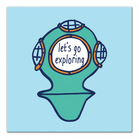 Let's Go Exploring Helmet  Wall Art