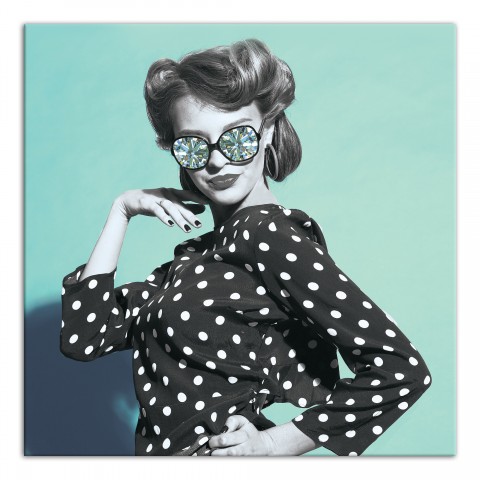 Black And White Dot Gems  20x20 Canvas Wall Art