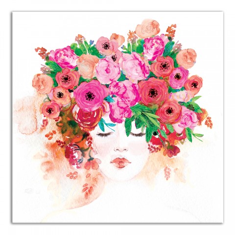 Flower Hair Lady 20x20 Canvas Wall Art