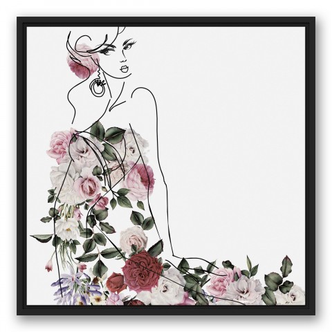 Floal Dress 24x24 Black Floating Framed Canvas