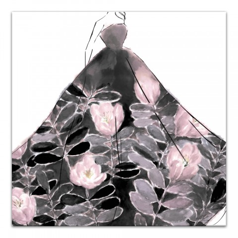 Voluminous Floral Dress 24x24 Canvas Wall Art