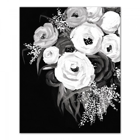 Black And White Flowers 24x30 Canvas Wall Art